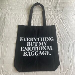 IL MAKIAGE Black Cotton Tote Bag Everything but My Emotional Baggage